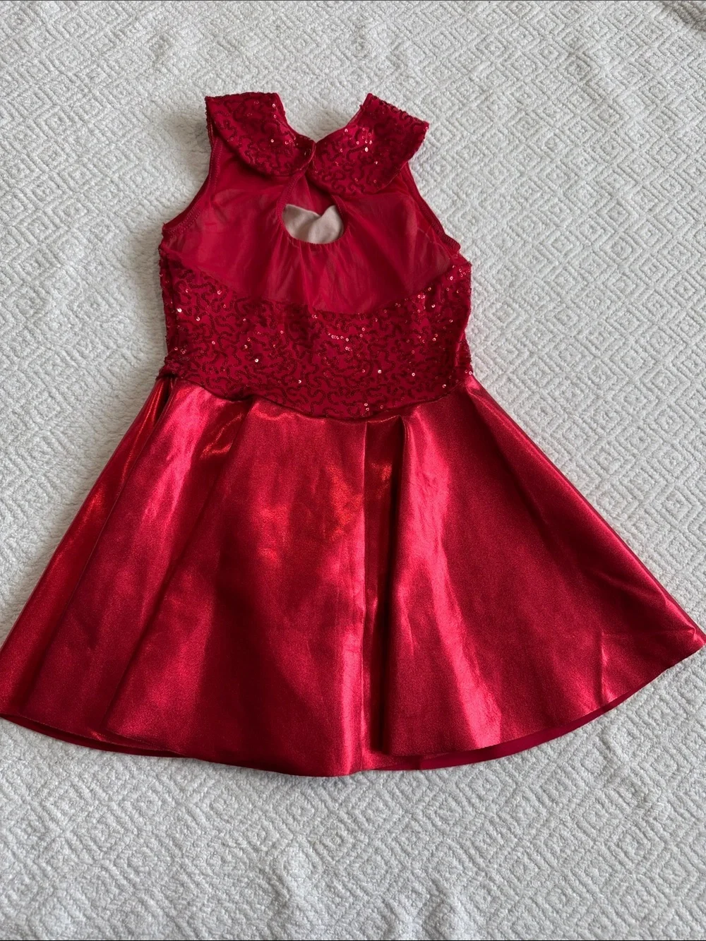 Weissman Red Sequined Girls Dance Costume Dress Sz LC